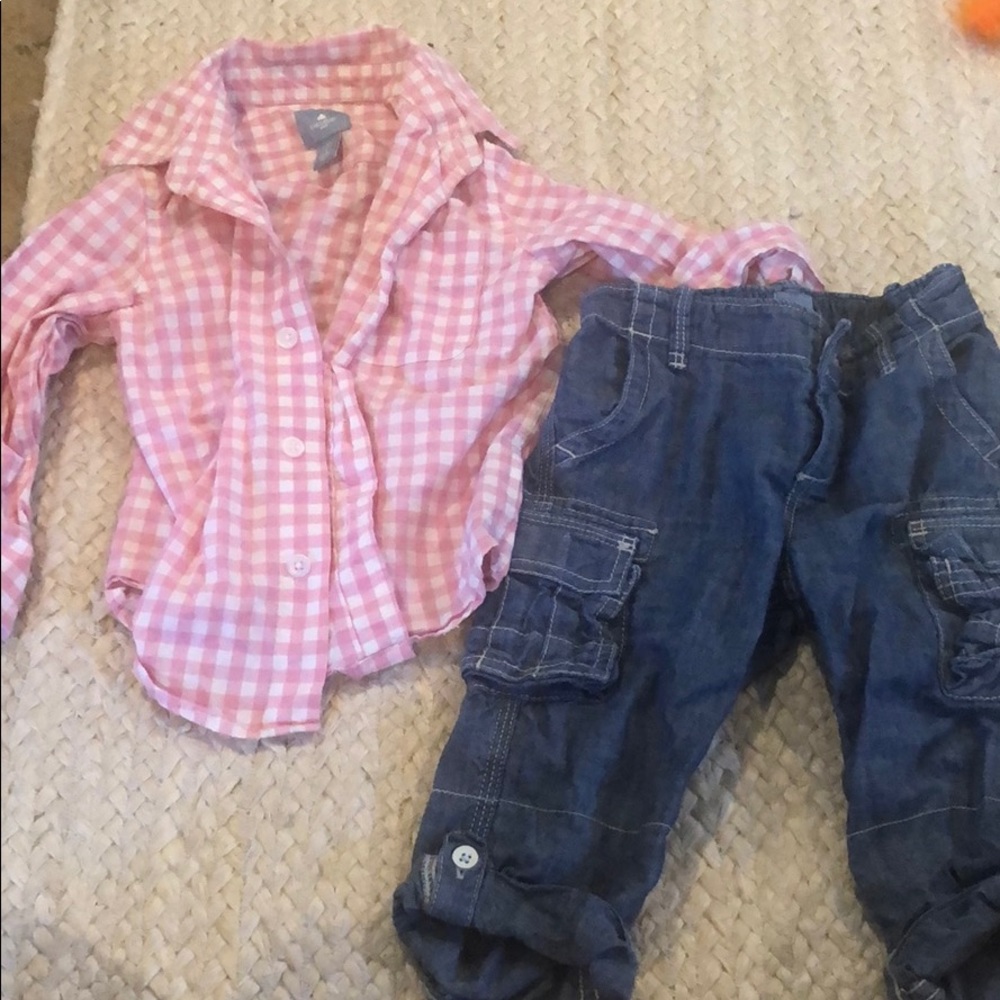 Baby gap button down and capris
